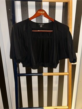 Apostrophe Black Open-Front Bolero Shrug